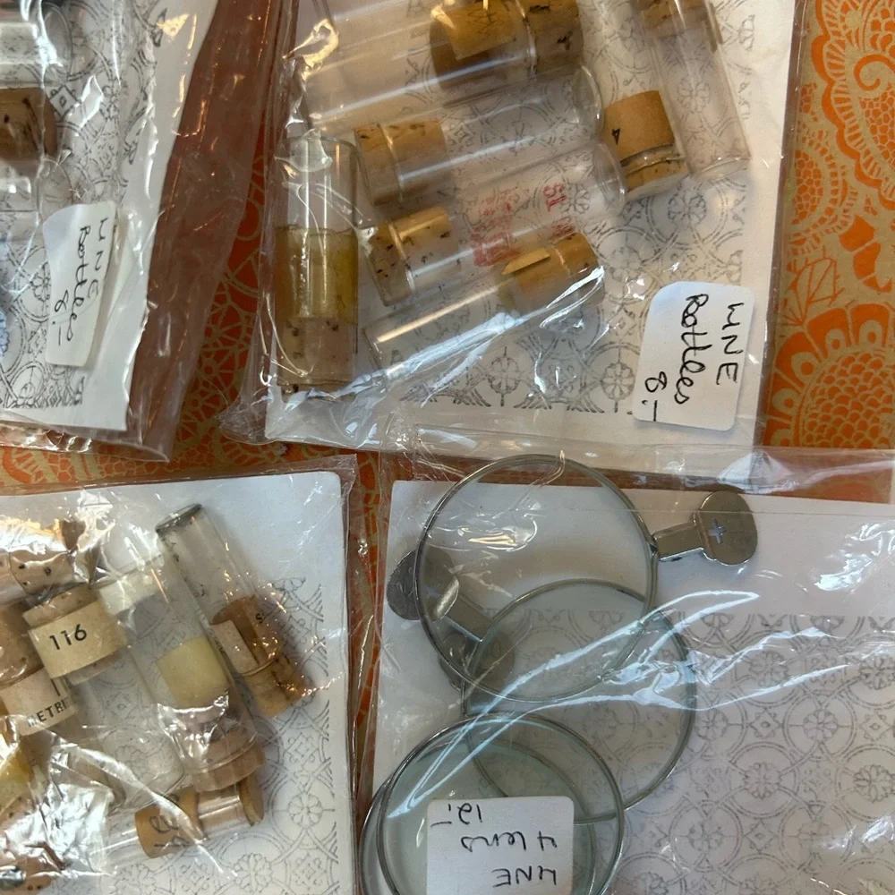 Vintage Glass Vials with Cork Stoppers Old Watch Parts Vials
